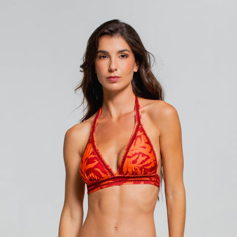 LEAVES OF THE SUN BANDED HALTER TOP