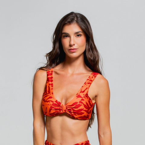 LEAVES OF THE SUN TIE FRONT BRALETTE TOP