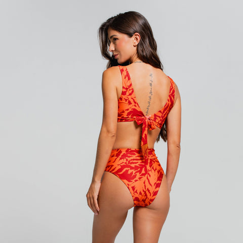 LEAVES OF THE SUN TIE FRONT BRALETTE TOP