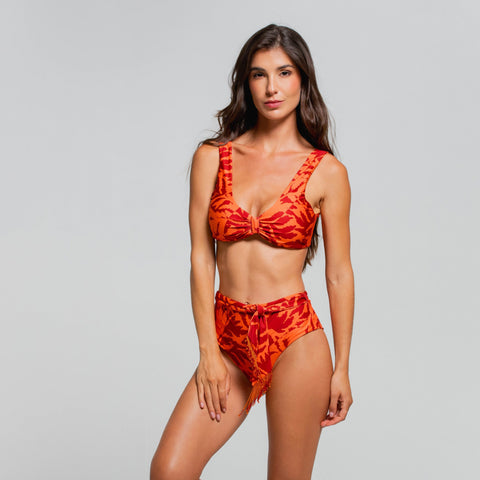 LEAVES OF THE SUN TIE FRONT BRALETTE TOP