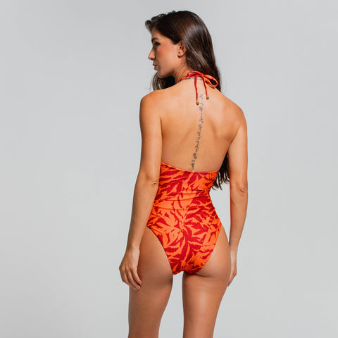 LEAVES OF THE SUN LACE UP ONE PIECE MODERATE FIT