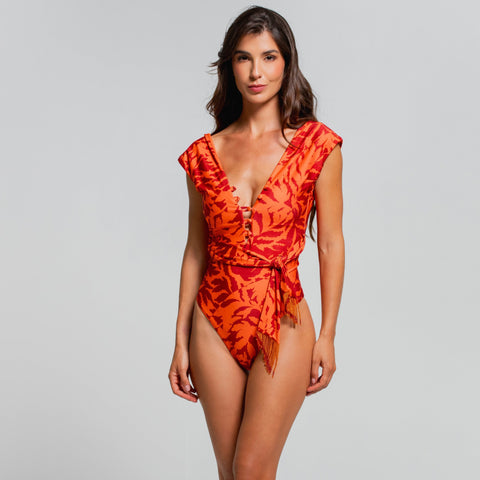 LEAVES OF THE SUN PLUNGE ONE PIECE LATIN FIT
