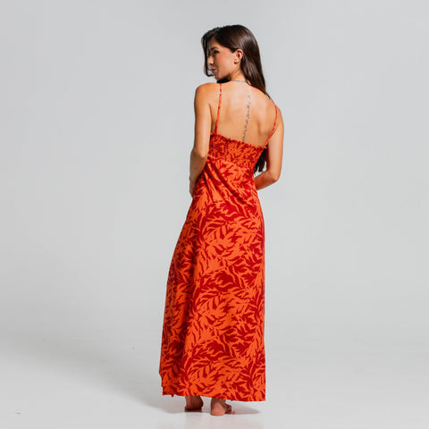 LEAVES OF THE SUN OTS MAXI DRESS