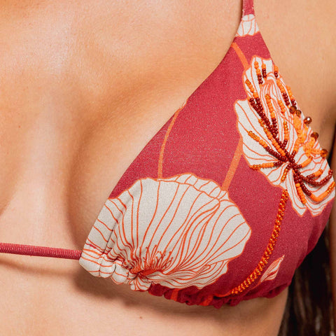 MAJESTIC POPPY TRIANGLE BRA TOP