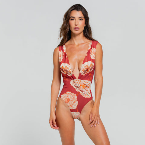 MAJESTIC POPPY PLUNGE MODERATE ONE PIECE