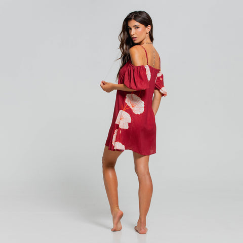 MAJESTIC POPPY BANDEAU SHORT DRESS