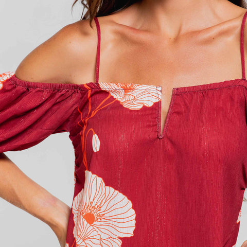 MAJESTIC POPPY BANDEAU SHORT DRESS