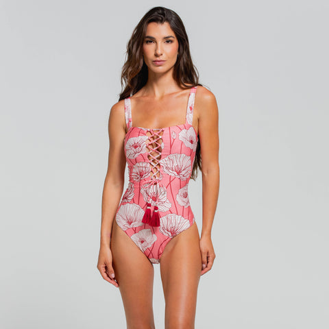 POPPY WHISPER OTS LACE UP ONE PIECE MODERATE FIT