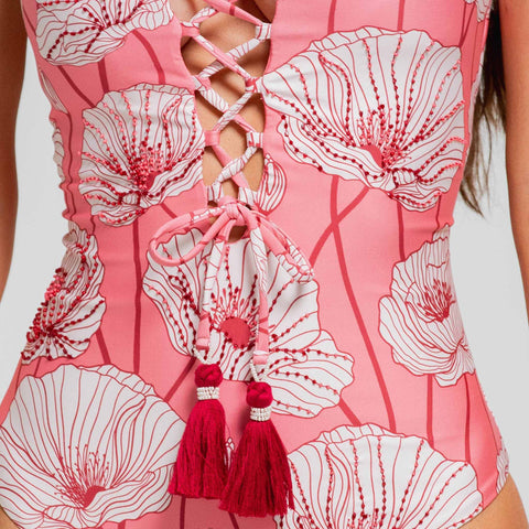 POPPY WHISPER OTS LACE UP ONE PIECE MODERATE FIT