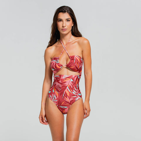 RAINFOREST RADIANCE HALTER CUT OUT ONE PIECE MODERATE FIT