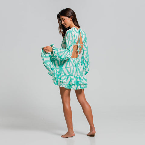 MAYAN SHADES LONG SLEEVE SHORT DRESS