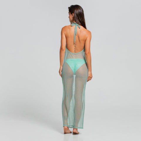 MAYAN SHADES HALTER MAXI DRESS