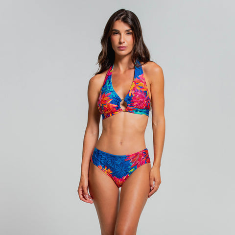 SUNSET FIESTA DAHLIA HALTER BRA TOP