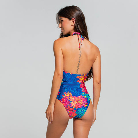 SUNSET FIESTA DAHLIA LACE UP ONE PIECE MODERATE FIT