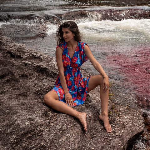 SUNSET FIESTA DAHLIA SHORT DRESS