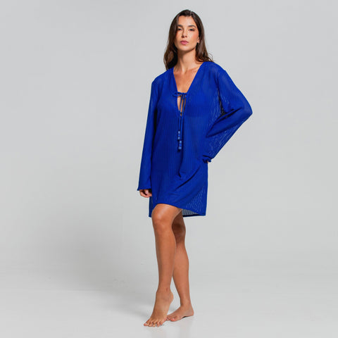 AZURE ELEGANCE CROCHET TUNIC COVER UP