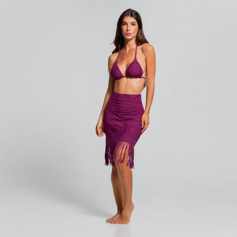 MULBERRY MIST FRINGE MIDI SKIRT