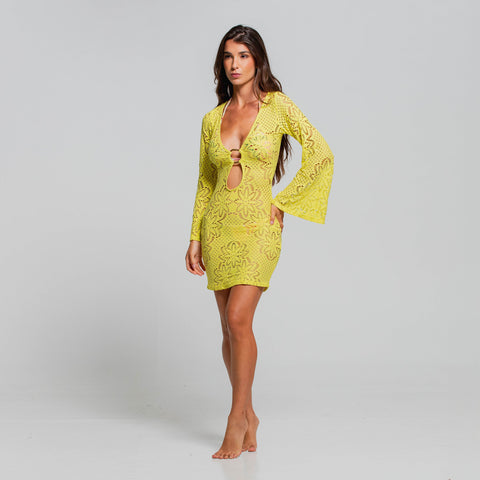 TROPICAL BLISS CROCHET SHORT DRESS