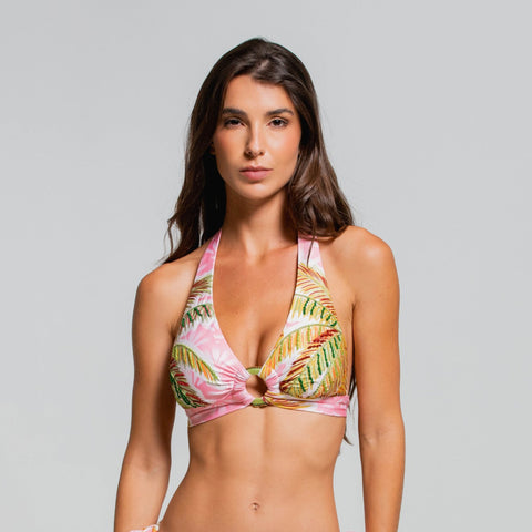 SUNLIT PALMS HALTER BRA TOP