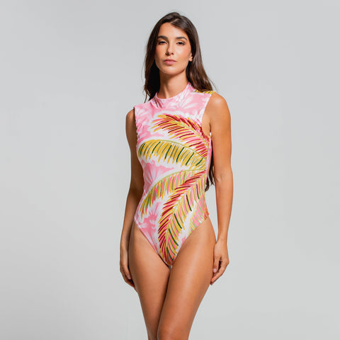 SUNLIT PALMS HIGH NECK ONE PIECE