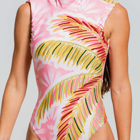 SUNLIT PALMS HIGH NECK ONE PIECE