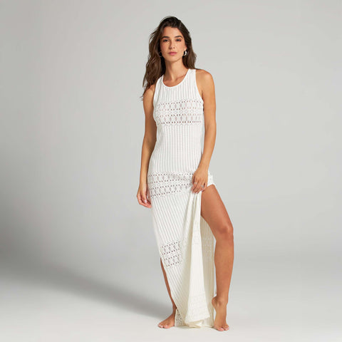 GLAMOROUS WHITE CROCHET MAXI DRESS