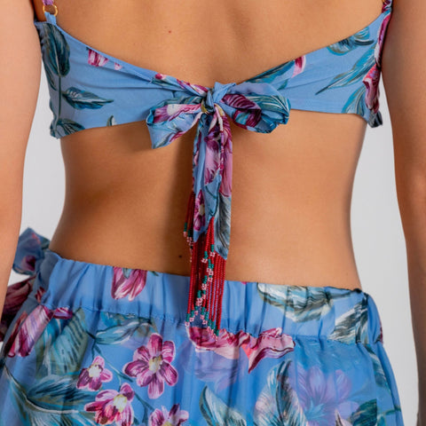 BLOOMBERRY LUXE SMOCKED BANDEAU TOP COVERUP