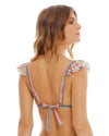 woman wearing Over the Shoulder Triangle Topthat features adjustable over the shoulder straps and tie back.