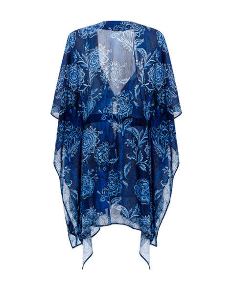 blue printed kimono