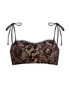 Bandeau Bra Top that features a beautiful nude/golden fabric topped with a soft layer of lace