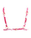 white and fucsia printed oveer the shoulder triangle top