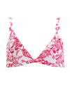 white and fucsia printed oveer the shoulder triangle top