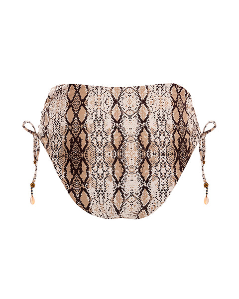 snake printed High Waist Bottom that features lace-up adjustable side ties and moderate bottom coverage.