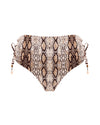 snake printed High Waist Bottom that features lace-up adjustable side ties and moderate bottom coverage.